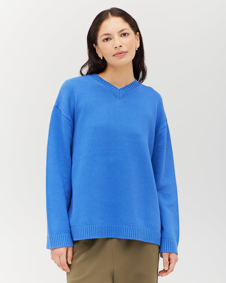 V-Neck Cotton Knit Sweater